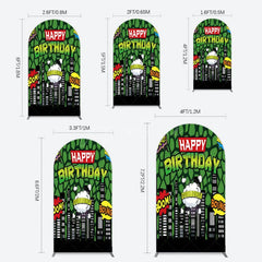 Aperturee - Aperturee Modern Buildings Cartoon Birthday Arch Backdrop
