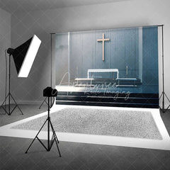 Aperturee - Aperturee Modern Concrete Church Cross Backdrop Sunlight Altar Religious Event Studio Photography Background