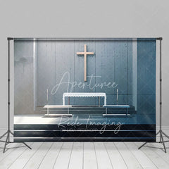 Aperturee - Aperturee Modern Concrete Church Cross Backdrop Sunlight Altar Religious Event Studio Photography Background