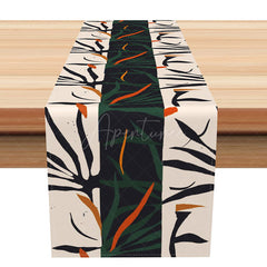 Aperturee - Aperturee Modern Geometric Pattern Table Runner Black and White Step and Repeat Design Minimalist Abstract Kitchen Decor