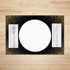 Aperturee - Aperturee Modern Gold Glitter Edge Set of 4 Placemats Elegant Abstract Design for Wedding and Holiday Parties