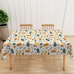 Aperturee - Aperturee Modern Gold Glitter Leaf Rectangle Tablecloth for Elegant Fall Autumn and Thanksgiving Decor