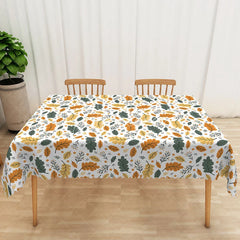 Aperturee - Aperturee Modern Gold Glitter Leaf Rectangle Tablecloth for Elegant Fall Autumn and Thanksgiving Decor