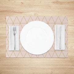 Aperturee - Aperturee Modern Gray and Pink Rhombus Dining Set of 4 Placemats for Contemporary Geometric Kitchen Table Decor