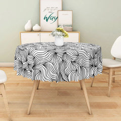 Aperturee - Aperturee Modern Green and White Geometric Round Tablecloth for Contemporary and Minimalist Spring Dining Decor