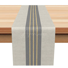 Aperturee - Aperturee Modern Grey and White Striped Table Runner Minimalist Dining Decor Simple Geometric Pattern Kitchen Linen