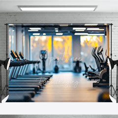 Aperturee - Aperturee Modern Gym Interior Sports Backdrop Fitness Center Treadmills Workout Background Athletic Photography Prop