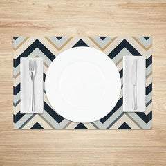 Aperturee - Aperturee Modern Herringbone Geometric Pattern Set of 4 Placemats for Farmhouse and Contemporary Kitchen Dining