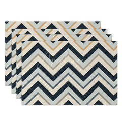Aperturee - Aperturee Modern Herringbone Geometric Pattern Set of 4 Placemats for Farmhouse and Contemporary Kitchen Dining