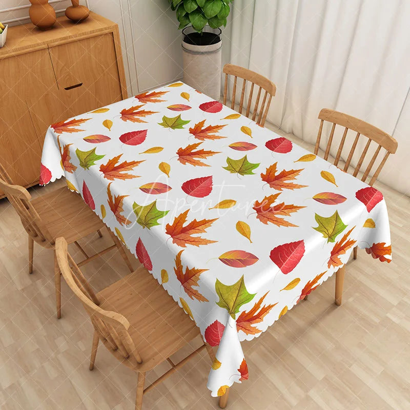 Aperturee - Aperturee Modern Maple Leaf Rectangle Tablecloth for Autumn Fall and Canadian Themed Holiday Decorations