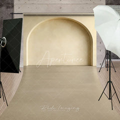 Aperturee - Aperturee Modern Minimalist Beige Arch Sweep Backdrop Elegant Neutral Textured Wall for Studio Photography