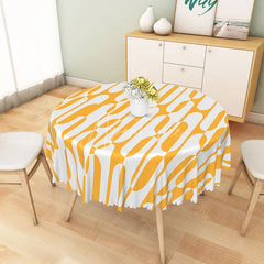 Aperturee - Aperturee Modern Orange and White Abstract Pattern Round Tablecloth for Contemporary and Vibrant Kitchen Decor