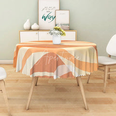 Aperturee - Aperturee Modern Orange Wavy Stripe Round Tablecloth for Retro 70s and Abstract Contemporary Kitchen Decor