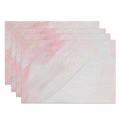 Aperturee - Aperturee Modern Pink and White Gradient Placemats Set of 4 with Faux Cement Texture for Contemporary Dining