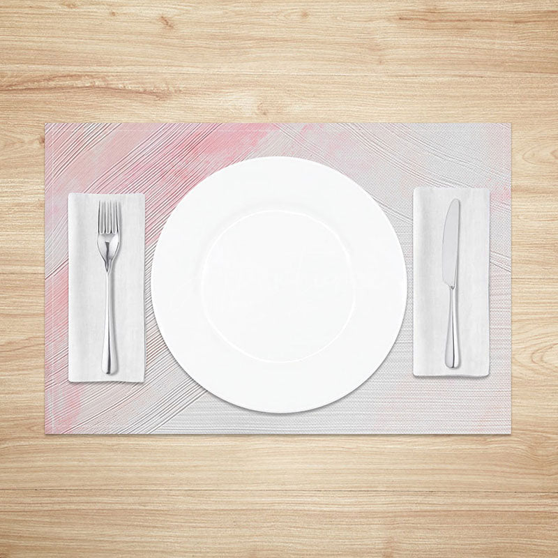 Aperturee - Aperturee Modern Pink and White Gradient Placemats Set of 4 with Faux Cement Texture for Contemporary Dining