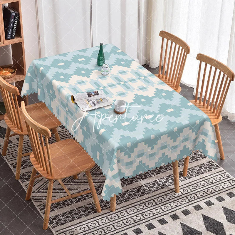 Aperturee - Aperturee Modern Pixel Art Rectangle Tablecloth For Home Decor