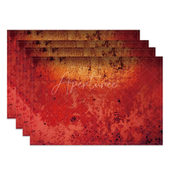 Aperturee - Aperturee Modern Red Ombre with Distressed Speckle Set of 4 Placemats for Abstract and Contemporary Dining Decor