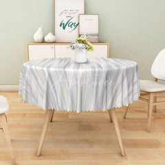 Aperturee - Aperturee Modern Round Tablecloth with White and Brown Diagonal Stripes for Contemporary Farmhouse Kitchen Decor
