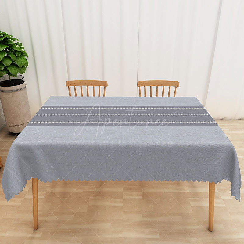 Aperturee - Aperturee Modern Simple Grey Stripe Rectangle Tablecloth for Minimalist Farmhouse Kitchen and Everyday Dining