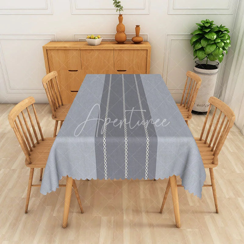 Aperturee - Aperturee Modern Simple Grey Stripe Rectangle Tablecloth for Minimalist Farmhouse Kitchen and Everyday Dining