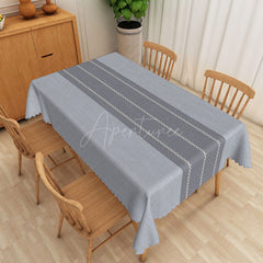 Aperturee - Aperturee Modern Simple Grey Stripe Rectangle Tablecloth for Minimalist Farmhouse Kitchen and Everyday Dining