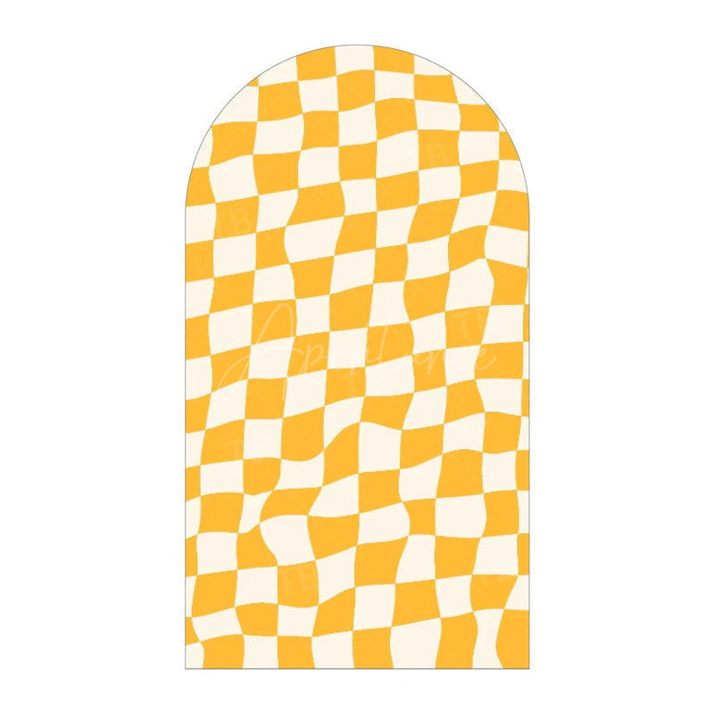 Aperturee - Aperturee Modern Twisted Checkered Arch Backdrop Charming Plaid Pattern Party Decor For Birthday Party