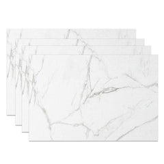 Aperturee - Aperturee Modern White and Grey Marble Placemats Set of 4 Elegant Stone Texture for Formal Dining Table Decor