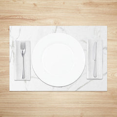 Aperturee - Aperturee Modern White and Grey Marble Placemats Set of 4 Elegant Stone Texture for Formal Dining Table Decor
