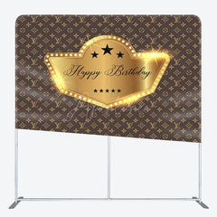 Aperturee - Aperturee Monogram Gold Happy Birthday Square Tension Backdrop