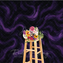 Aperturee - Aperturee Moody Dark Purple and Black Abstract Textured Photography Backdrop Swirling Brushstroke Art for Studio Portraits