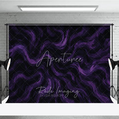Aperturee - Aperturee Moody Dark Purple and Black Abstract Textured Photography Backdrop Swirling Brushstroke Art for Studio Portraits