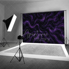 Aperturee - Aperturee Moody Dark Purple and Black Abstract Textured Photography Backdrop Swirling Brushstroke Art for Studio Portraits