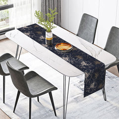 Aperturee - Aperturee Moody Floral Table Runner with Hand Painted Flowers Dark and Light Botanical Art Elegant and Romantic Decor