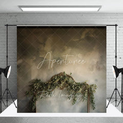 Aperturee - Aperturee Moody Sky and Eucalyptus Headboard Backdrop Ethereal Greenery Frame Photography Background