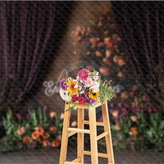 Aperturee - Aperturee Moody Tulip Photography Backdrop Fine Art Floral with Orange and Purple Dark Painterly Portrait Background