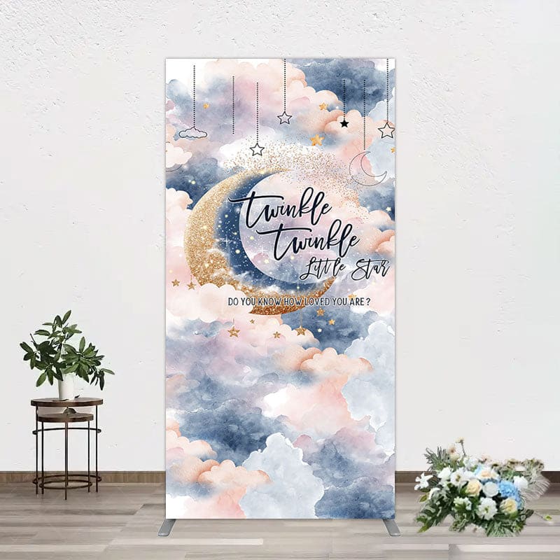 Aperturee - Aperturee Moon Night Twinkle Star Baby Shower Rectangle Backdrop