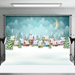Aperturee - Aperturee Moon Night Winter Quiet Snowy Wild Town Backdrop