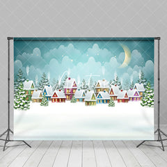 Aperturee - Aperturee Moon Night Winter Quiet Snowy Wild Town Backdrop