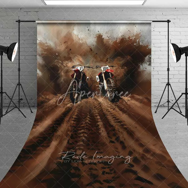 Aperturee - Aperturee Motocross Dirt Bike Race Sweep Photography Backdrop Muddy Track Action Sports Art Photo Background