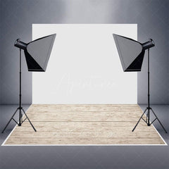 Aperturee - Aperturee Mottled White Brown Wood Rubber Floor Mat For Photo