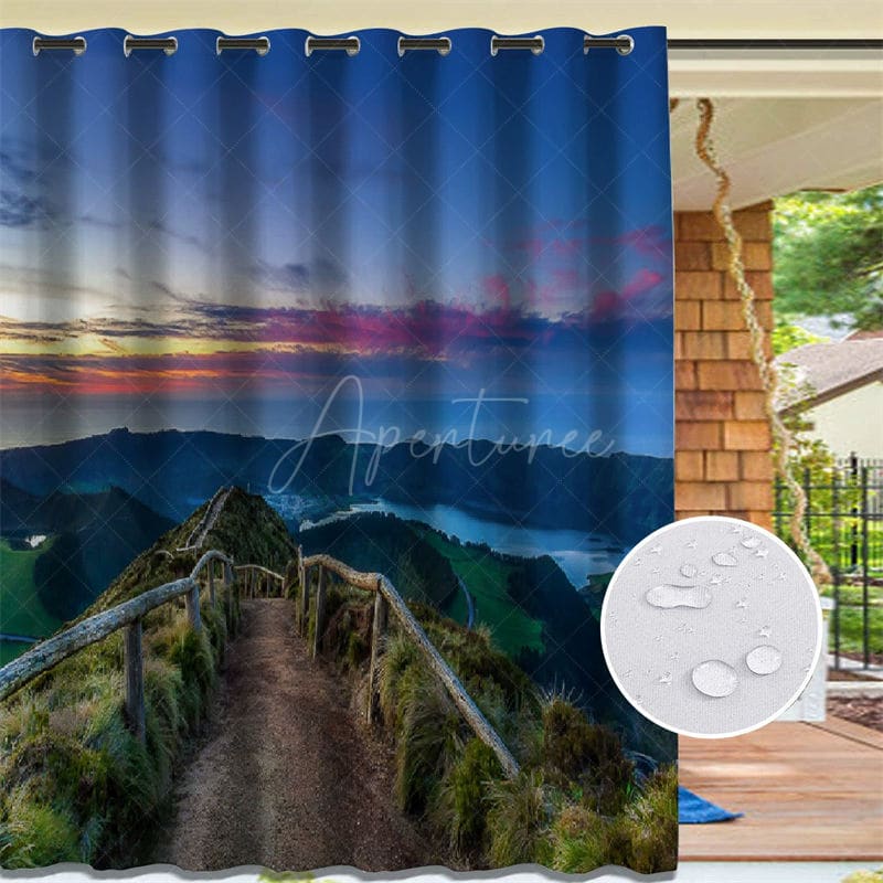 Aperturee - Aperturee Mountain Hiking Trails Waterproof Outdoor Curtains For Gazebo