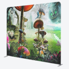 Aperturee - Aperturee Mushroom Fairy Tale Forest Square Tension Backdrop