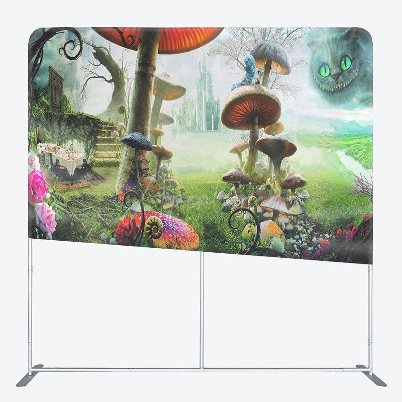 Aperturee - Aperturee Mushroom Fairy Tale Forest Square Tension Backdrop
