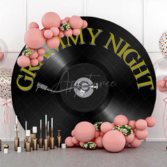 Aperturee - Aperturee Music Awards Night Round Backdrop Grammy Inspired Vinyl Record Photo Booth Red Carpet Themed Birthday Party Decor