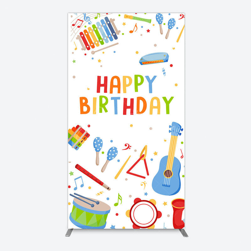 Aperturee - Aperturee Musical Instruments Kids Theme Birthday Rectangle Backdrop