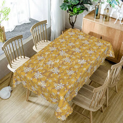Aperturee - Aperturee Mustard Yellow Floral Rectangle Tablecloth White Vine Pattern for Fall Thanksgiving Dining Room Decoration