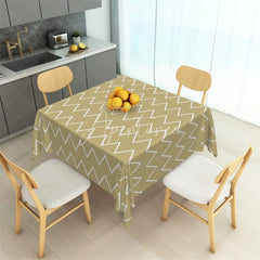 Aperturee - Aperturee Mustard Yellow Geometric Herringbone Rectangle Tablecloth Modern Zig Zag Pattern Table Cover for Dining