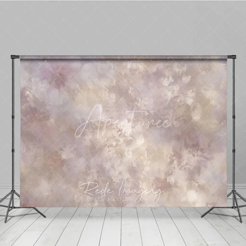 Aperturee - Aperturee Muted Abstract Painterly Photography Backdrop Distressed Beige Purple Brown Texture for Studio Photo Shoot