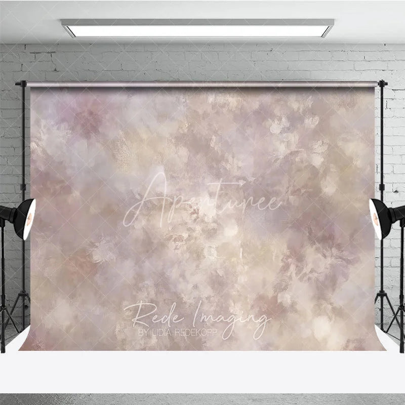 Aperturee - Aperturee Muted Abstract Painterly Photography Backdrop Distressed Beige Purple Brown Texture for Studio Photo Shoot