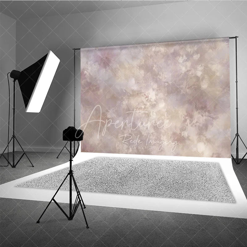Aperturee - Aperturee Muted Abstract Painterly Photography Backdrop Distressed Beige Purple Brown Texture for Studio Photo Shoot